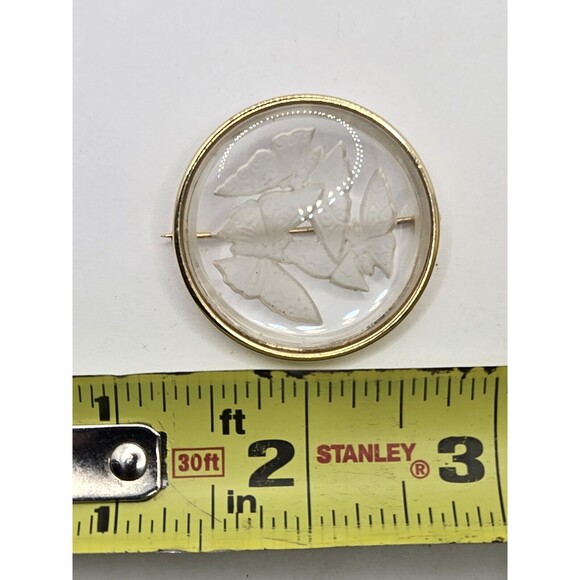 Vintage Reverse Carved Crystal Butterfly Brooch - Picture 11 of 11